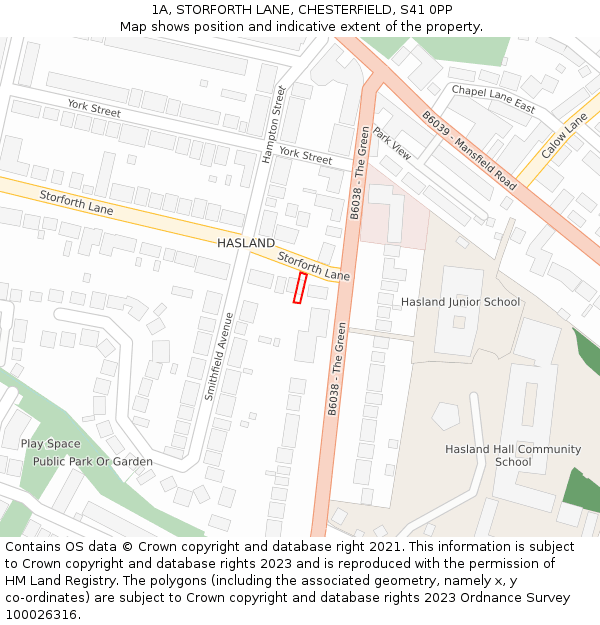 1A, STORFORTH LANE, CHESTERFIELD, S41 0PP: Location map and indicative extent of plot