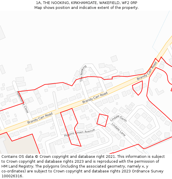 1A, THE NOOKING, KIRKHAMGATE, WAKEFIELD, WF2 0RP: Location map and indicative extent of plot