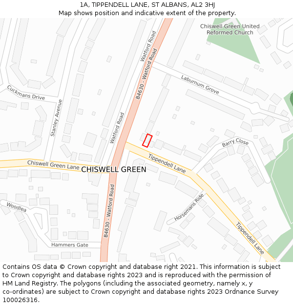 1A, TIPPENDELL LANE, ST ALBANS, AL2 3HJ: Location map and indicative extent of plot