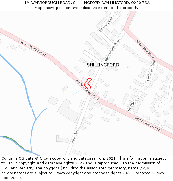 1A, WARBOROUGH ROAD, SHILLINGFORD, WALLINGFORD, OX10 7SA: Location map and indicative extent of plot