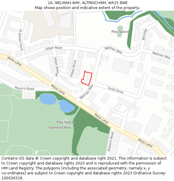 1A, WELMAN WAY, ALTRINCHAM, WA15 8WE: Location map and indicative extent of plot