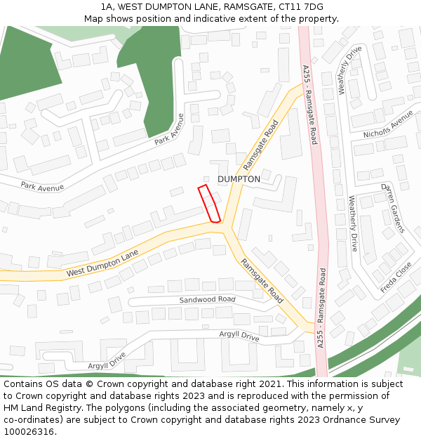 1A, WEST DUMPTON LANE, RAMSGATE, CT11 7DG: Location map and indicative extent of plot