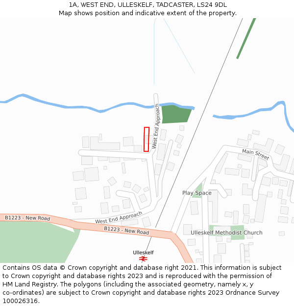 1A, WEST END, ULLESKELF, TADCASTER, LS24 9DL: Location map and indicative extent of plot