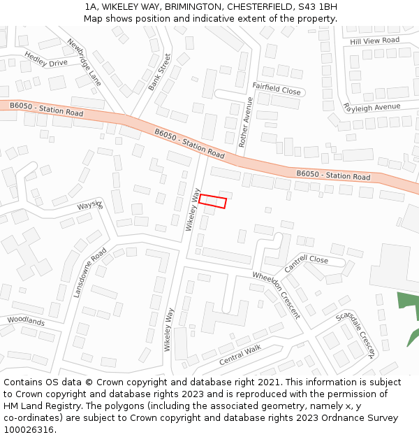 1A, WIKELEY WAY, BRIMINGTON, CHESTERFIELD, S43 1BH: Location map and indicative extent of plot
