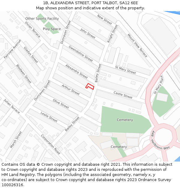 1B, ALEXANDRA STREET, PORT TALBOT, SA12 6EE: Location map and indicative extent of plot