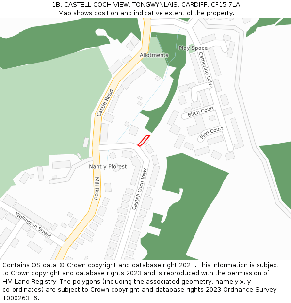 1B, CASTELL COCH VIEW, TONGWYNLAIS, CARDIFF, CF15 7LA: Location map and indicative extent of plot