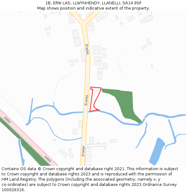 1B, ERW LAS, LLWYNHENDY, LLANELLI, SA14 9SF: Location map and indicative extent of plot