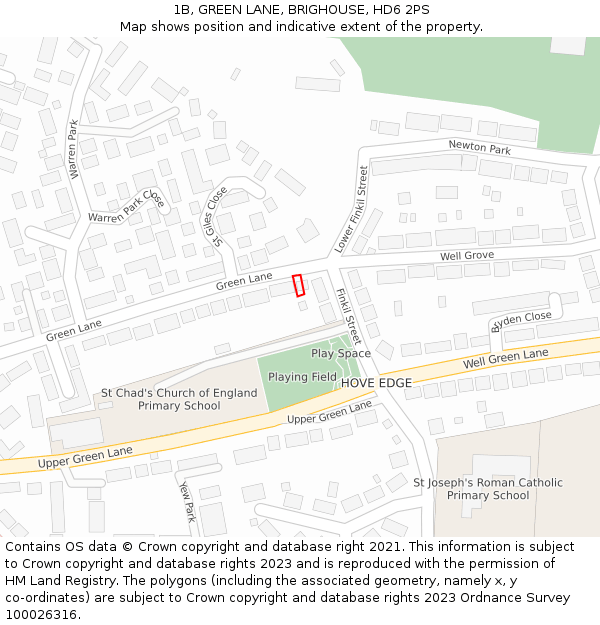 1B, GREEN LANE, BRIGHOUSE, HD6 2PS: Location map and indicative extent of plot