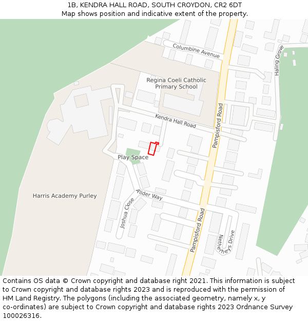 1B, KENDRA HALL ROAD, SOUTH CROYDON, CR2 6DT: Location map and indicative extent of plot
