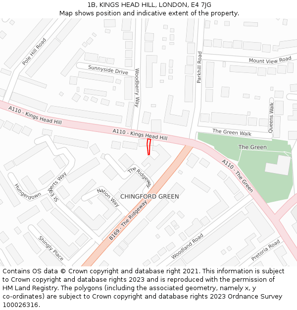 1B, KINGS HEAD HILL, LONDON, E4 7JG: Location map and indicative extent of plot