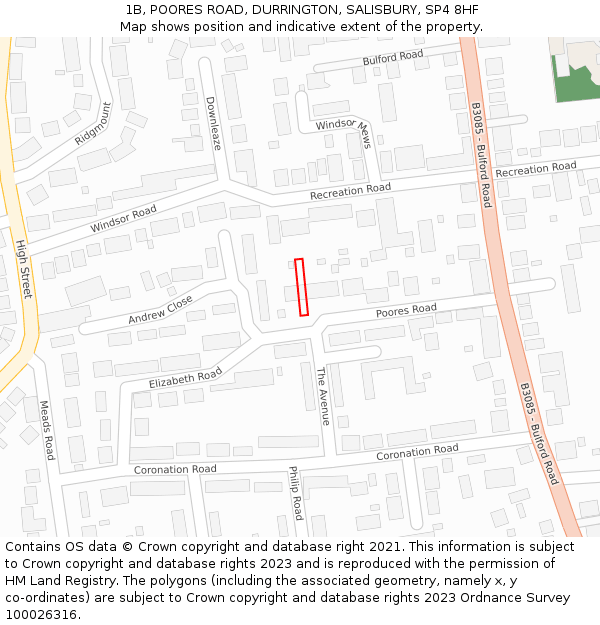 1B, POORES ROAD, DURRINGTON, SALISBURY, SP4 8HF: Location map and indicative extent of plot