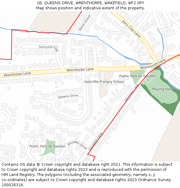 1B, QUEENS DRIVE, WRENTHORPE, WAKEFIELD, WF2 0PY: Location map and indicative extent of plot