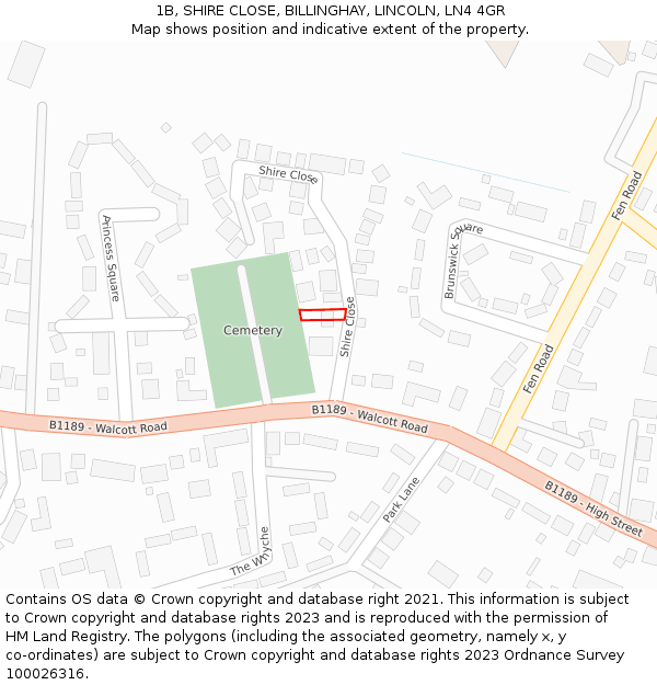 1B, SHIRE CLOSE, BILLINGHAY, LINCOLN, LN4 4GR: Location map and indicative extent of plot