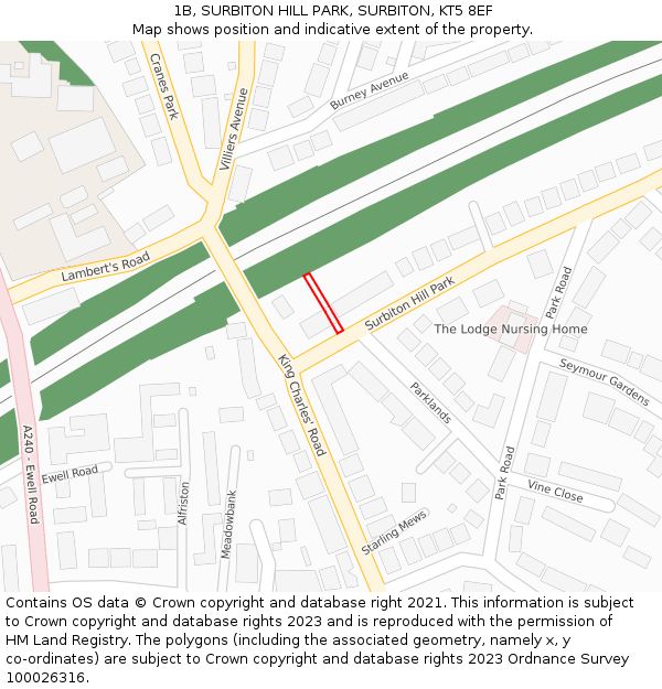 1B, SURBITON HILL PARK, SURBITON, KT5 8EF: Location map and indicative extent of plot