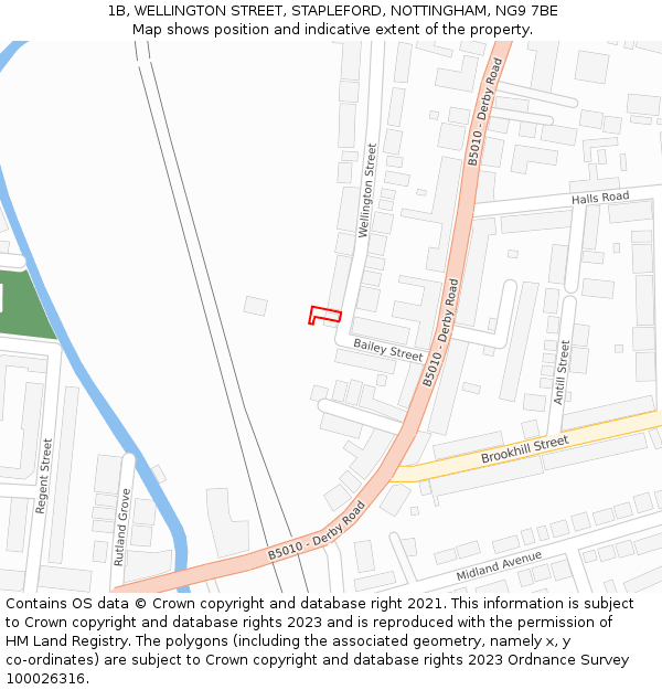 1B, WELLINGTON STREET, STAPLEFORD, NOTTINGHAM, NG9 7BE: Location map and indicative extent of plot