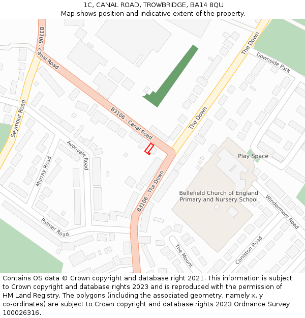 1C, CANAL ROAD, TROWBRIDGE, BA14 8QU: Location map and indicative extent of plot