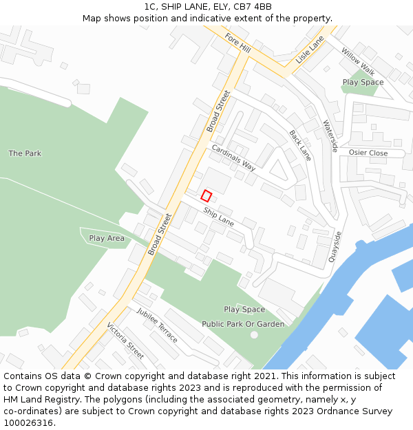 1C, SHIP LANE, ELY, CB7 4BB: Location map and indicative extent of plot