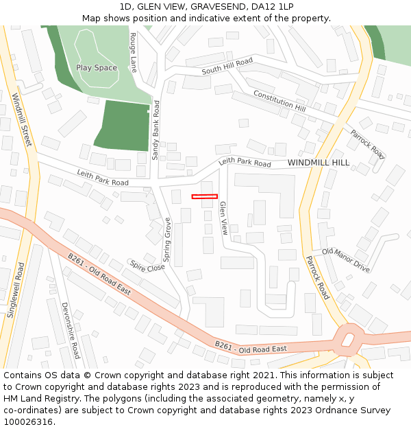 1D, GLEN VIEW, GRAVESEND, DA12 1LP: Location map and indicative extent of plot