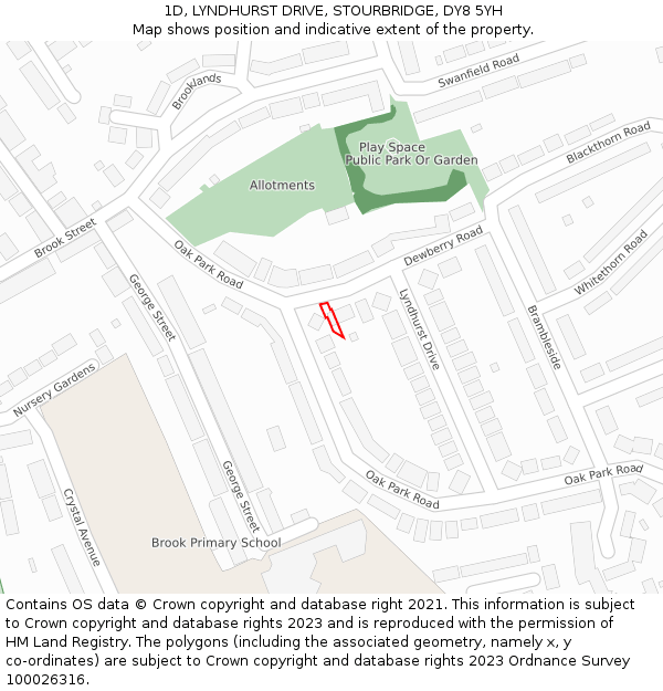 1D, LYNDHURST DRIVE, STOURBRIDGE, DY8 5YH: Location map and indicative extent of plot