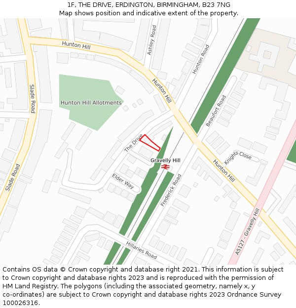 1F, THE DRIVE, ERDINGTON, BIRMINGHAM, B23 7NG: Location map and indicative extent of plot