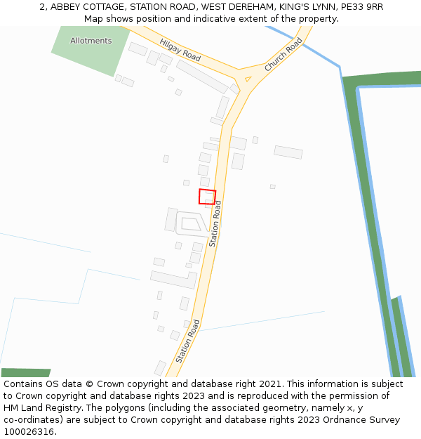 2, ABBEY COTTAGE, STATION ROAD, WEST DEREHAM, KING'S LYNN, PE33 9RR: Location map and indicative extent of plot