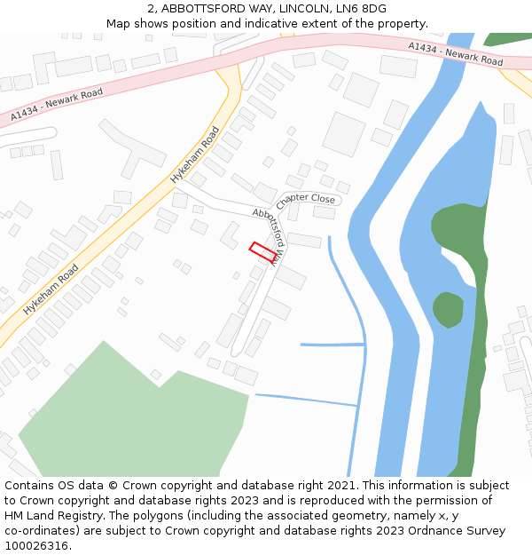 2, ABBOTTSFORD WAY, LINCOLN, LN6 8DG: Location map and indicative extent of plot