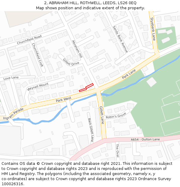 2, ABRAHAM HILL, ROTHWELL, LEEDS, LS26 0EQ: Location map and indicative extent of plot