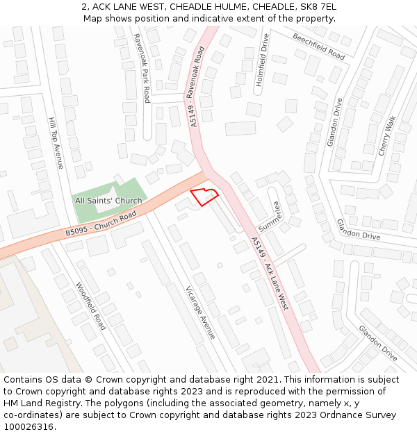 2, ACK LANE WEST, CHEADLE HULME, CHEADLE, SK8 7EL: Location map and indicative extent of plot