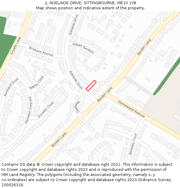 2, ADELAIDE DRIVE, SITTINGBOURNE, ME10 1YB: Location map and indicative extent of plot