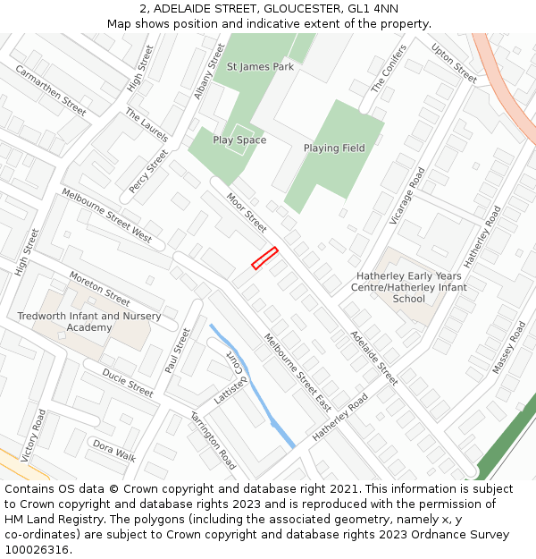 2, ADELAIDE STREET, GLOUCESTER, GL1 4NN: Location map and indicative extent of plot