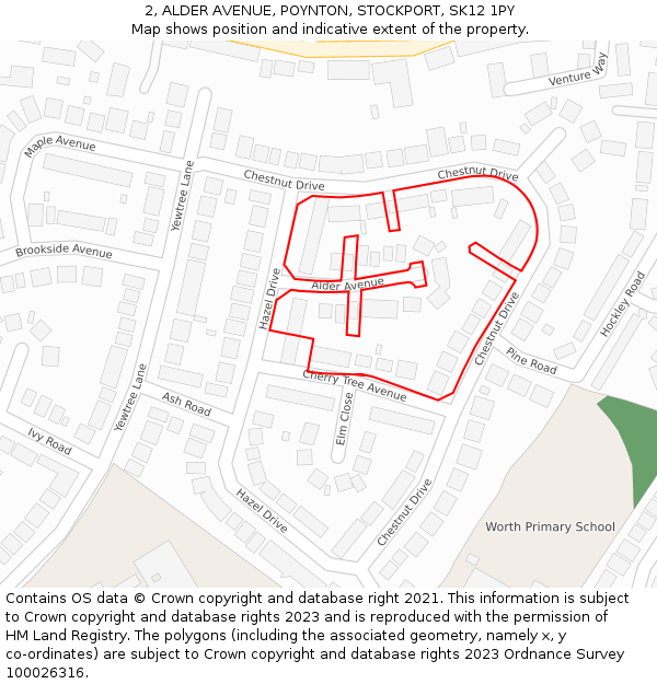 2, ALDER AVENUE, POYNTON, STOCKPORT, SK12 1PY: Location map and indicative extent of plot