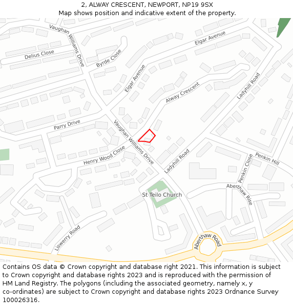 2, ALWAY CRESCENT, NEWPORT, NP19 9SX: Location map and indicative extent of plot