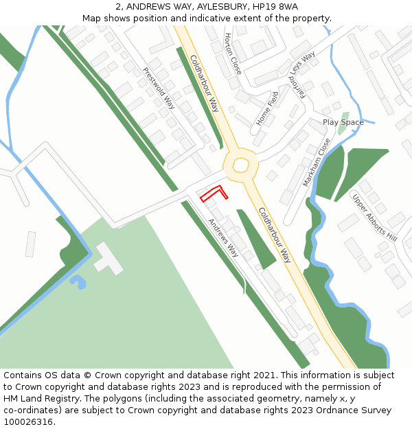 2, ANDREWS WAY, AYLESBURY, HP19 8WA: Location map and indicative extent of plot