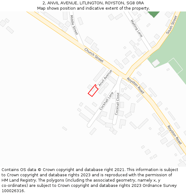 2, ANVIL AVENUE, LITLINGTON, ROYSTON, SG8 0RA: Location map and indicative extent of plot