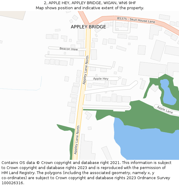 2, APPLE HEY, APPLEY BRIDGE, WIGAN, WN6 9HF: Location map and indicative extent of plot