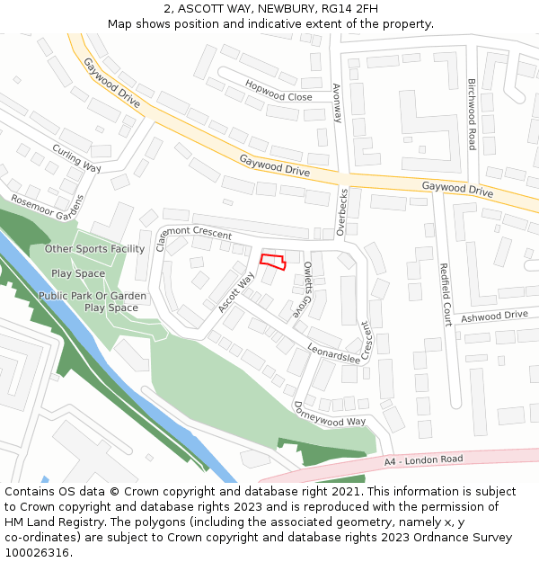 2, ASCOTT WAY, NEWBURY, RG14 2FH: Location map and indicative extent of plot