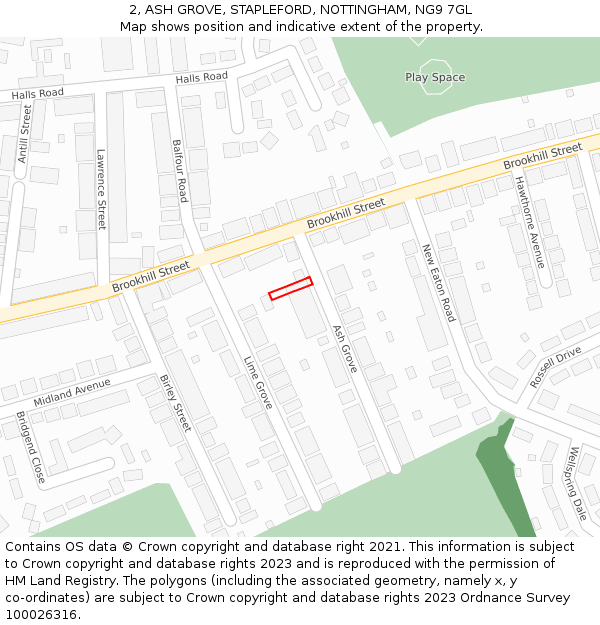 2, ASH GROVE, STAPLEFORD, NOTTINGHAM, NG9 7GL: Location map and indicative extent of plot