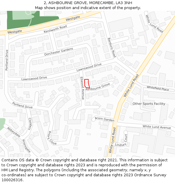 2, ASHBOURNE GROVE, MORECAMBE, LA3 3NH: Location map and indicative extent of plot