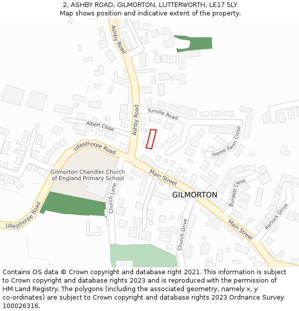 2, ASHBY ROAD, GILMORTON, LUTTERWORTH, LE17 5LY: Location map and indicative extent of plot