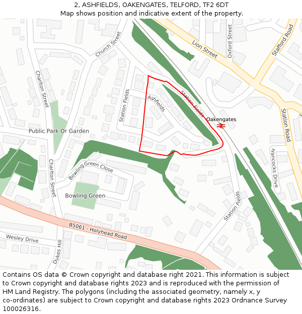 2, ASHFIELDS, OAKENGATES, TELFORD, TF2 6DT: Location map and indicative extent of plot