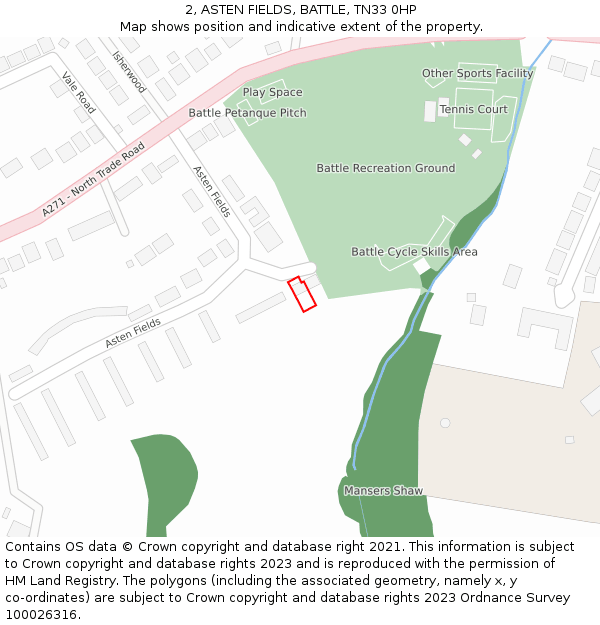 2, ASTEN FIELDS, BATTLE, TN33 0HP: Location map and indicative extent of plot