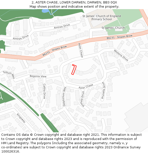 2, ASTER CHASE, LOWER DARWEN, DARWEN, BB3 0QX: Location map and indicative extent of plot