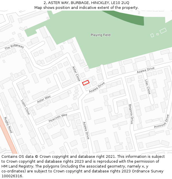 2, ASTER WAY, BURBAGE, HINCKLEY, LE10 2UQ: Location map and indicative extent of plot