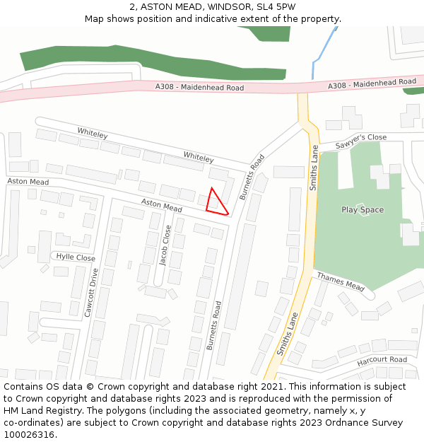 2, ASTON MEAD, WINDSOR, SL4 5PW: Location map and indicative extent of plot