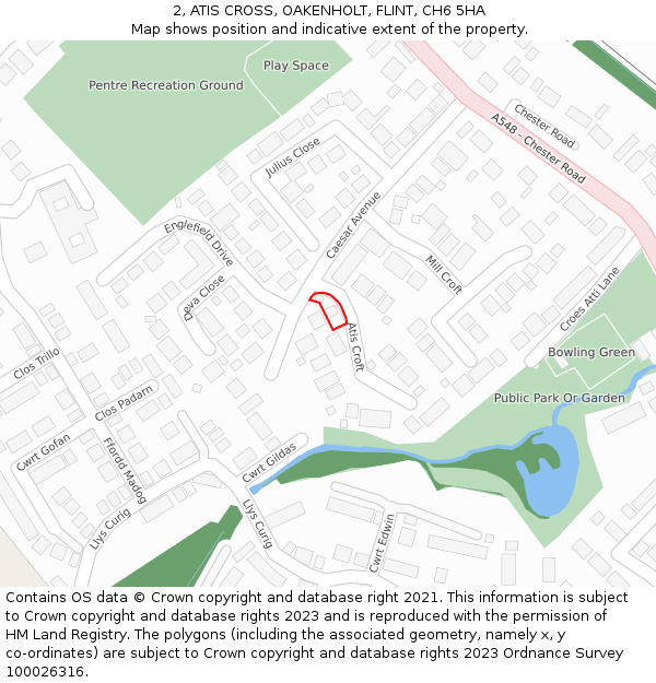 2, ATIS CROSS, OAKENHOLT, FLINT, CH6 5HA: Location map and indicative extent of plot