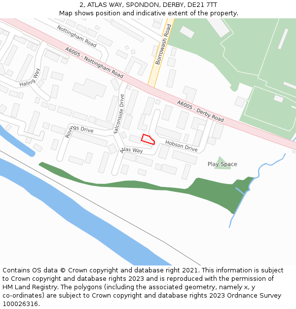 2, ATLAS WAY, SPONDON, DERBY, DE21 7TT: Location map and indicative extent of plot