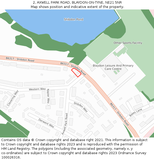 2, AXWELL PARK ROAD, BLAYDON-ON-TYNE, NE21 5NR: Location map and indicative extent of plot