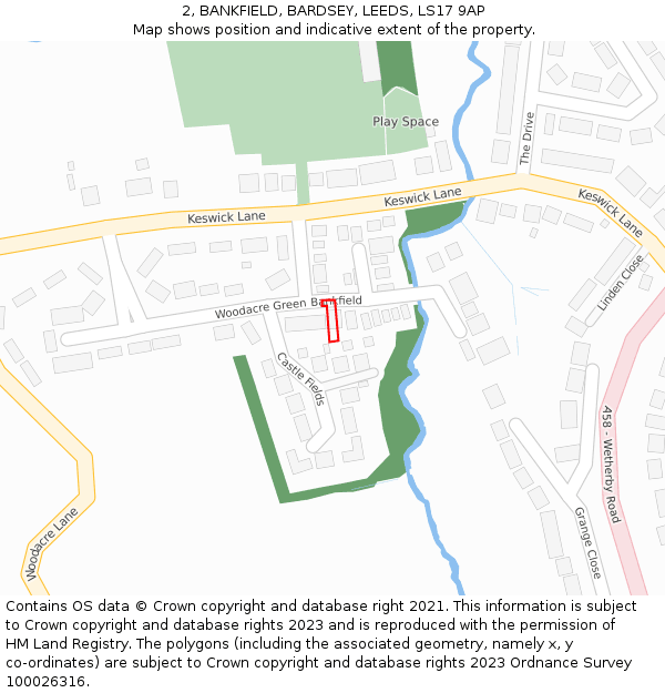 2, BANKFIELD, BARDSEY, LEEDS, LS17 9AP: Location map and indicative extent of plot