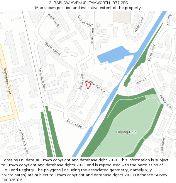 2, BARLOW AVENUE, TAMWORTH, B77 2FS: Location map and indicative extent of plot