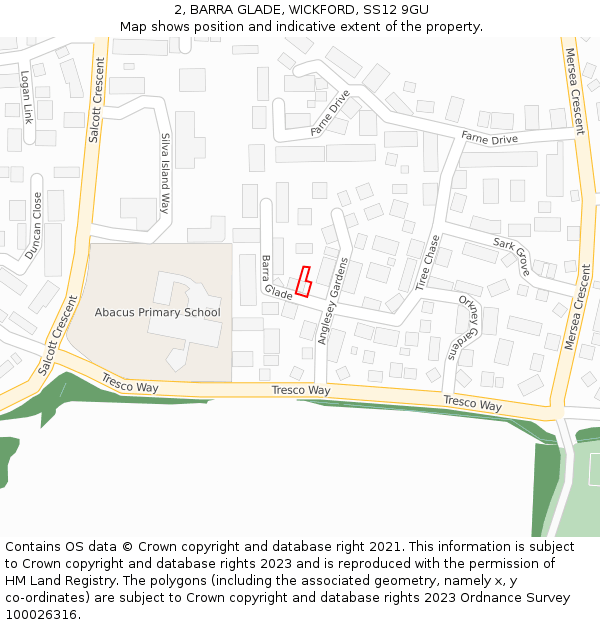 2, BARRA GLADE, WICKFORD, SS12 9GU: Location map and indicative extent of plot